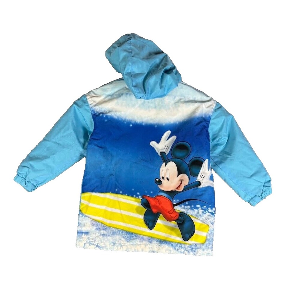 Disney Store Mickey Mouse surfing hooded jacket Youth XS mesh lined blue yellow